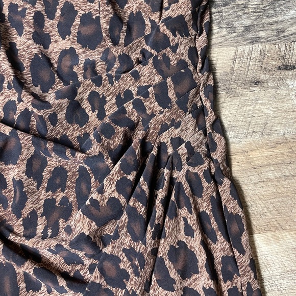 Ralph Lauren Leopard Dress Jersey material Side Ruching sleeveless - Picture 3 of 9